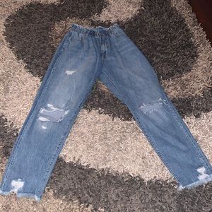 Kancan Jean gathered waist size 7 inseam 27 frayed bottoms good cond